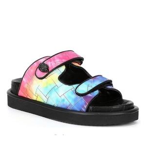 NWT Kurt Geiger Orson Rainbow Tie Die Slide Sandals Size 42